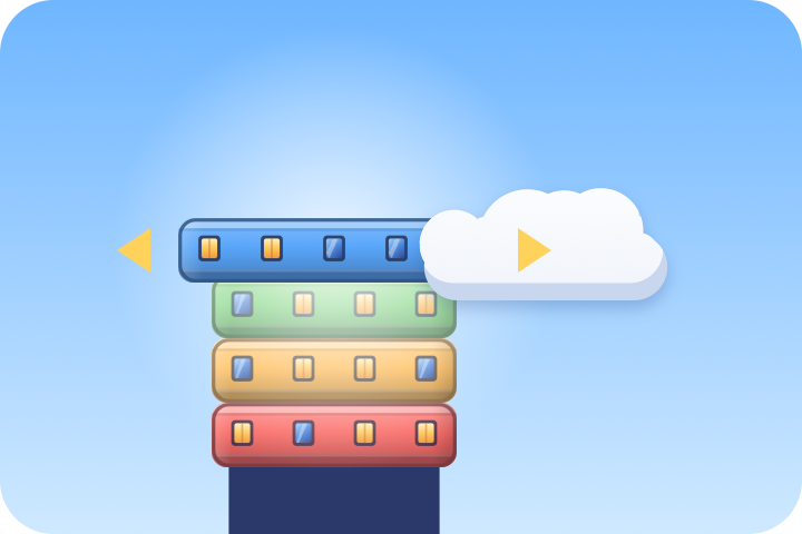 A cloud beside the top of the tower and a block glowing as it anchors
