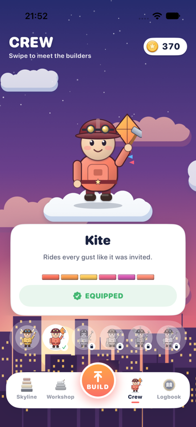 Crew carousel with Kite standing on a cloud